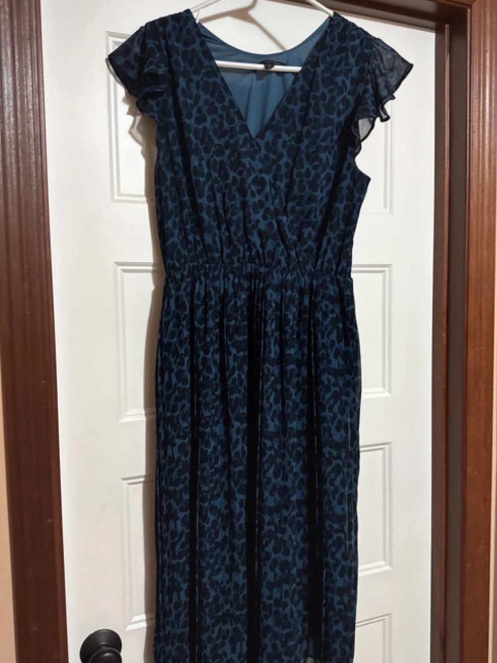 Banana Republic Blue Flutter Sleeve Midi Sundress